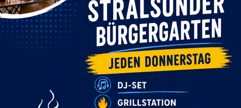 Jeden Donnerstag Grillen & Chillen im Stralsunder Bürgergarten. Bei schlechtem Wetter entfällt die Veranstaltung. // © SIC GmbH Jeden Donnerstag Grillen & Chillen im Stralsunder Bürgergarten. Bei schlechtem Wetter entfällt die Veranstaltung. // © SIC GmbH