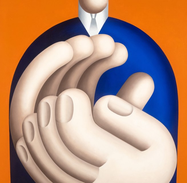 Hans Ticha: Klatscher (1), 1982, Öl auf Leinwand, 80 x 60 cm, Deutsches Historisches Museum, © Hans Ticha, VG Bild-Kunst, Bonn 2025, © VG Bild-Kunst, Bonn 2025 Hans Ticha: Klatscher (1), 1982, Öl auf Leinwand, 80 x 60 cm, Deutsches Historisches Museum, © Hans Ticha, VG Bild-Kunst, Bonn 2025, © VG Bild-Kunst, Bonn 2025