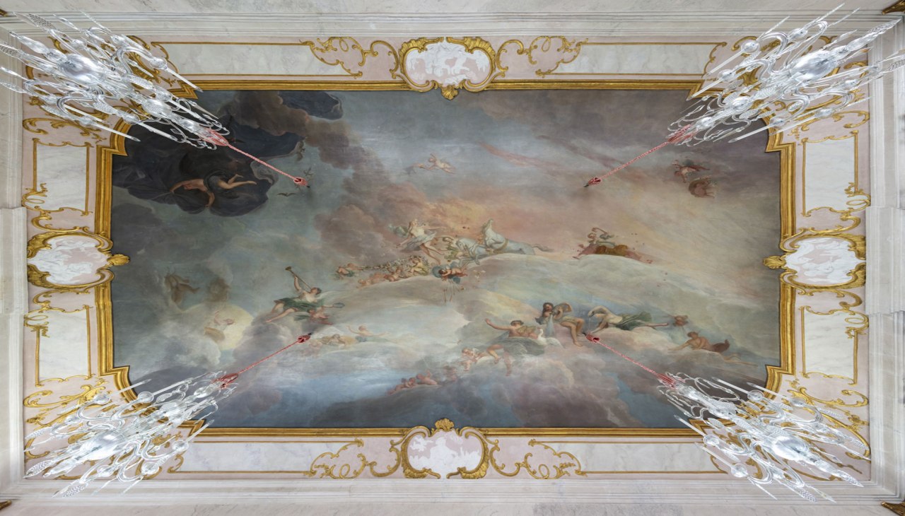Plafondschildering in de Spiegelzaal, © Bildarchiv Foto Marburg, Andreas Lechtape Plafondschildering in de Spiegelzaal, © Bildarchiv Foto Marburg, Andreas Lechtape