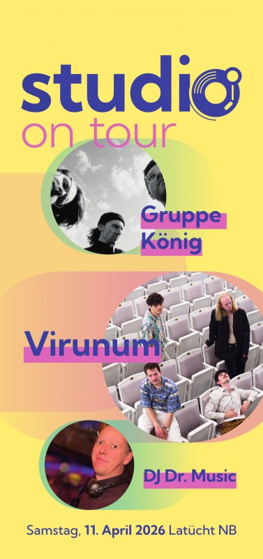 Flyer voor Studio on Tour in april 2026 // &copy; www.schnackpaka.de