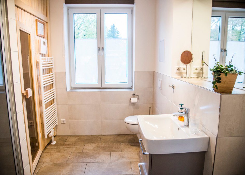 Vier Ferienwohnungen haben eine eigene Sauna, © Lichthof Neubrandenburg Vier Ferienwohnungen haben eine eigene Sauna, © Lichthof Neubrandenburg