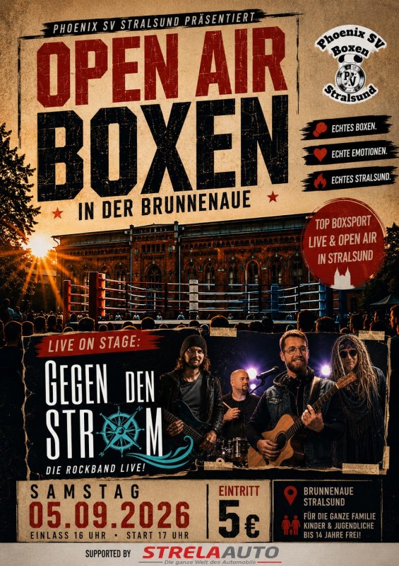 Spannende Boxk&auml;mpfe und Live Rockmusik der Band "Gegen den Strom" Open Air in der Stralsunder Brunnenaue // &copy; Phoenix SV Stralsund