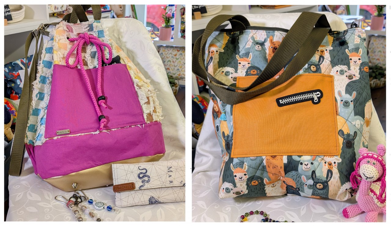 selbstgen&auml;hter Fransen-Rucksack und Lama-Tasche // &copy; Ren&eacute; Perkuhn