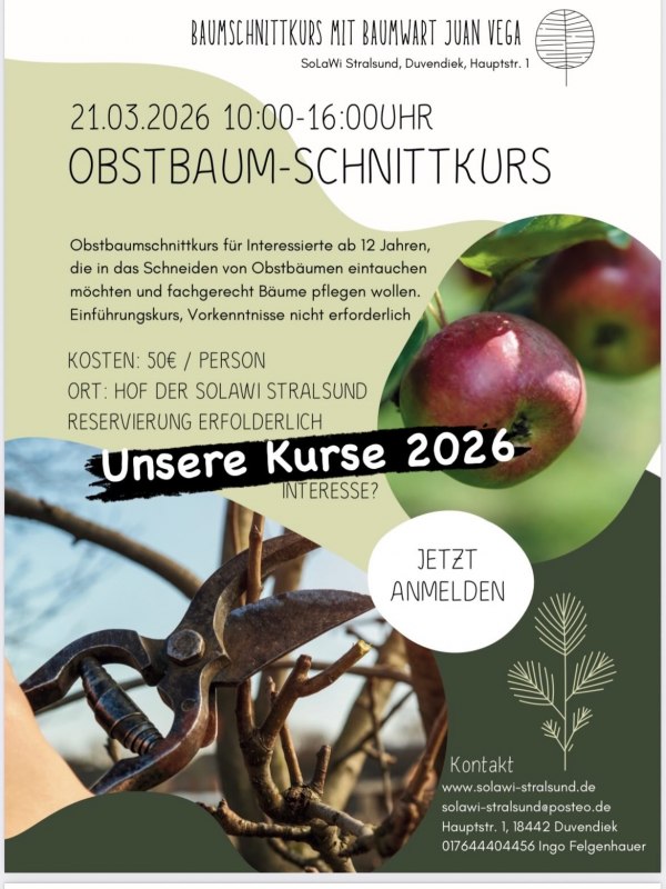 Flyer Schnittkurs, &copy; Solawi Stralsund