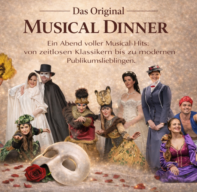 Diese Musical-Dinner-Show bringt das Flair der gro&szlig;en B&uuml;hnen mit stimmgewaltigem LIVE-GESANG in das erlesene Ambiente anspruchsvoller Gastronomie &ndash; Sie werden begeistert sein! // &copy; Glamour Events