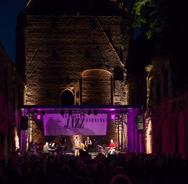 Die Gruppe Eberhard / Gumpert / Roder / Griener bei den Eldenaer-Jazz-Evenings 2015 // &copy; Amt f&uuml;r Bildung, Kultur & Sport Greifswald / (c) Philipp Schroeder (Lensescape.org)