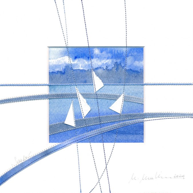 Genähtes Aquarell von Ute Matthiesen, © Ute Matthiesen Genähtes Aquarell von Ute Matthiesen, © Ute Matthiesen