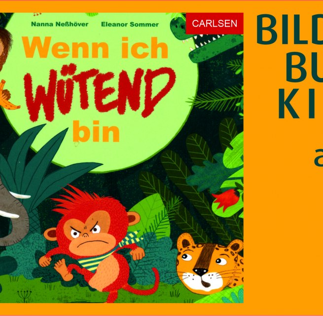 Buchcover - ein kleiner roter w&uuml;tender Affe wird von Jungeltieren angeschaut. // &copy; Stadtbibliothek Stralsund