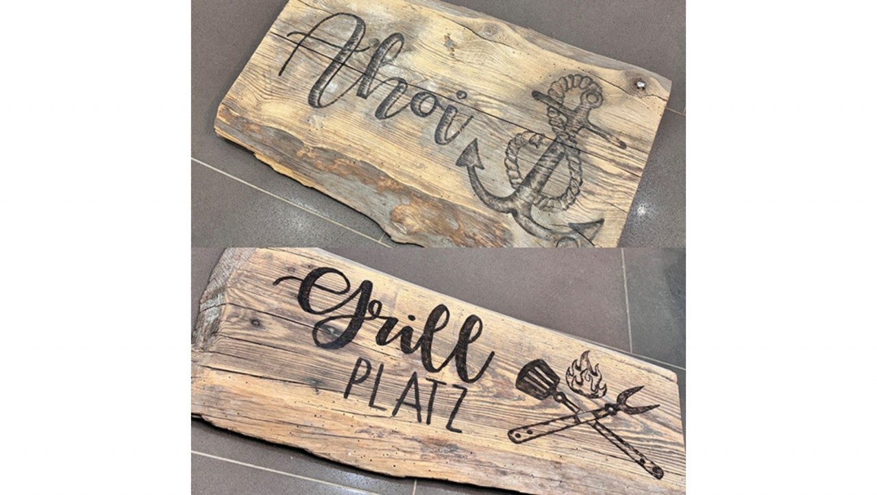 Gebrannte Holztafeln f&uuml;r Haus & Garten // &copy; Christina Dahlmann