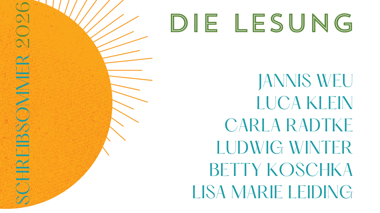 Sonne met de titel 'Schrijfzomer 2026' en de 6 deelnemende auteurs // &copy; LiteraturRat M-V