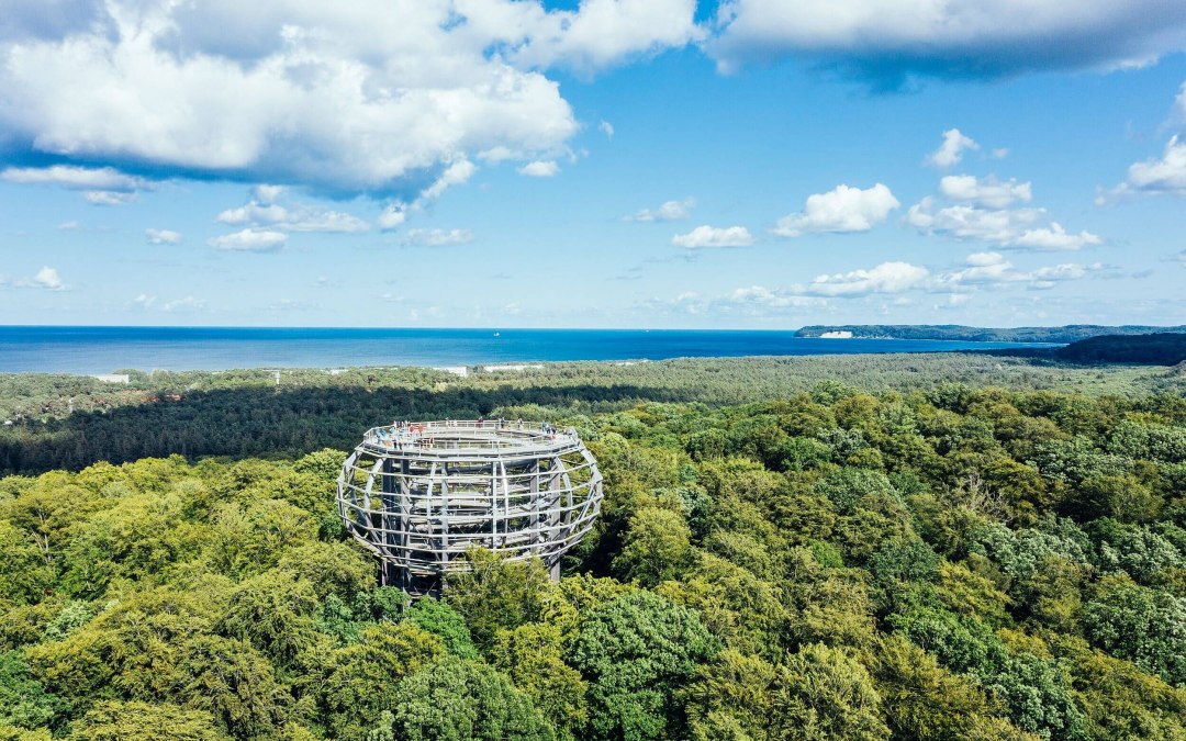 Baumwipfelpfad im Naturerbe Zentrum Rügen aus der Luft // © MV-T/Gänsicke Baumwipfelpfad im Naturerbe Zentrum Rügen aus der Luft // © MV-T/Gänsicke