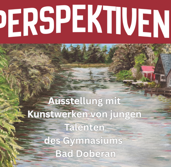 Kunstwerk der Schülerin Vanessa Salow. Es zeigt einen Flusslauf mit kleinen Bootshäusern und Pflanzen am Rand., © Stadt- und Bädermuseum Bad Doberan Kunstwerk der Schülerin Vanessa Salow. Es zeigt einen Flusslauf mit kleinen Bootshäusern und Pflanzen am Rand., © Stadt- und Bädermuseum Bad Doberan