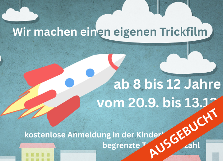 Ein Bild von einer fliegenden Rakete. Im Hintergrund sind Häuser, Wolken und der Himmel. Es stehen die Veranstaltungsdaten darauf geschrieben., © Stadtbibliothek Stralsund Ein Bild von einer fliegenden Rakete. Im Hintergrund sind Häuser, Wolken und der Himmel. Es stehen die Veranstaltungsdaten darauf geschrieben., © Stadtbibliothek Stralsund