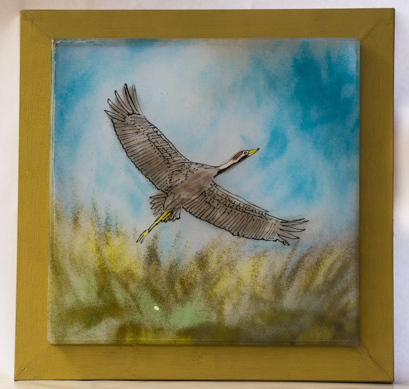 "Vogel des Glücks" - Fusingglasbild // © W. Kothe "Vogel des Glücks" - Fusingglasbild // © W. Kothe