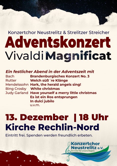 Das Konzertplakat für das Adventskonzert 2025, © Konzertchor Neustrelitz e.V.