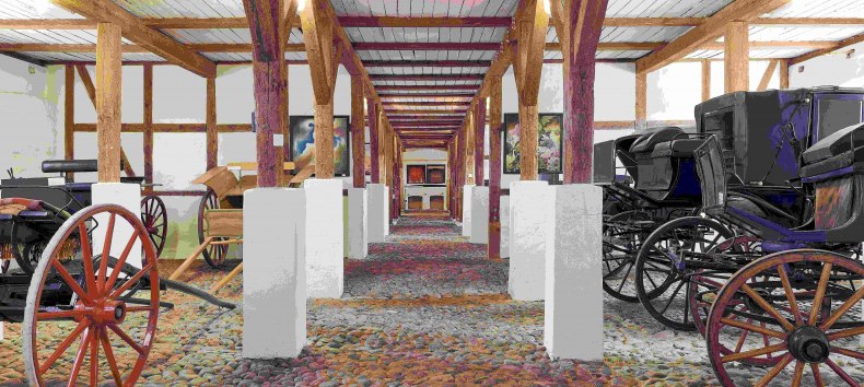 historischer Arbeitspferdestall mit Kutschenausstellung // &copy; Veit Vielhaber