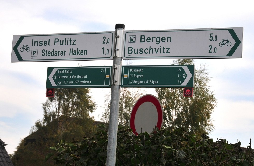 Wegweiser zur Halbinsel Pulitz // © Tourismuszentrale Rügen Wegweiser zur Halbinsel Pulitz // © Tourismuszentrale Rügen
