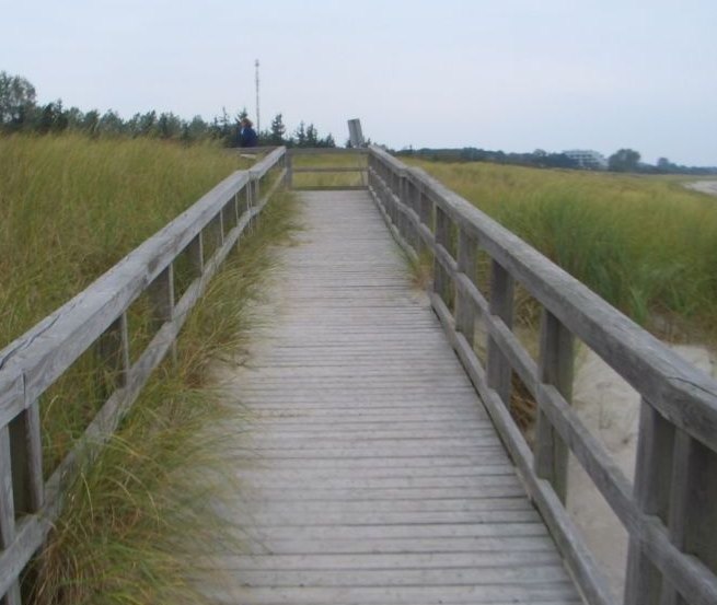 Strandzugang 4 über einen Holzsteg in Ahrenshoop // © TV FDZ Strandzugang 4 über einen Holzsteg in Ahrenshoop // © TV FDZ