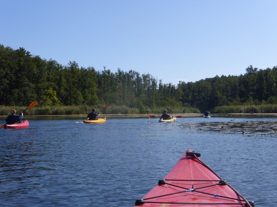 Reizen in een enkele kajak vanaf het kanokamp Borkow, © Kanucamp Borkow Reizen in een enkele kajak vanaf het kanokamp Borkow, © Kanucamp Borkow