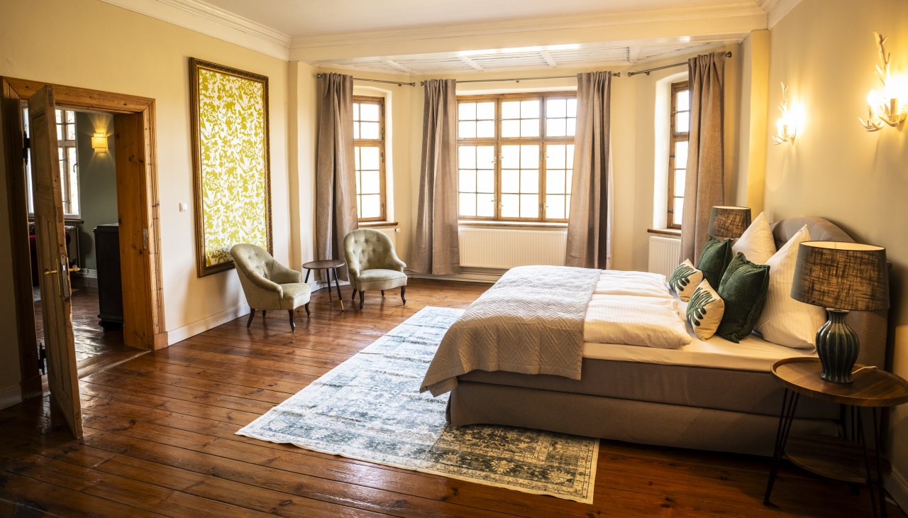 Slaapkamer vakantie appartement Wiesentraum Gut Alt Necheln, &copy; Stefan von Stengel