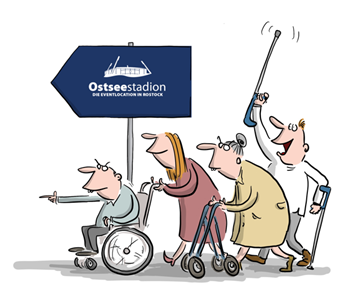 Einladung zur Messe mit Wegweiser zum Ostseestadion Rostock // &copy; DMSG Landesverband M-V