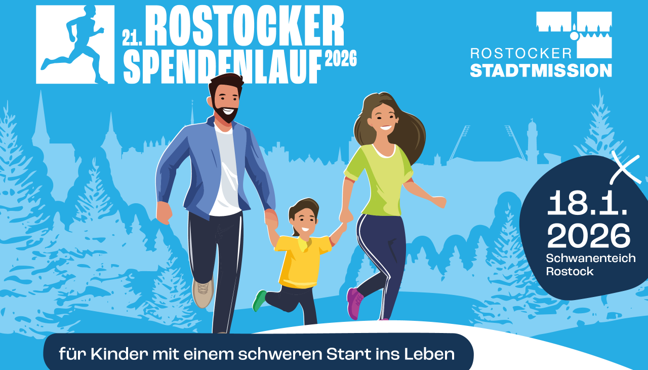 Samen met de Rostock City Mission lopen we voor kinderen met een moeilijke start in het leven., © Rostocker Citylauf e.V. Samen met de Rostock City Mission lopen we voor kinderen met een moeilijke start in het leven., © Rostocker Citylauf e.V.