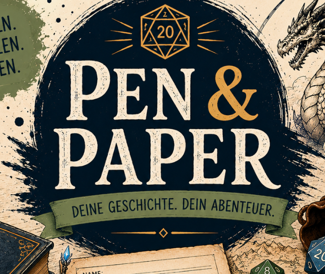 Fantastische Wesen, wie Drachen und magische Gegenstände, wie Kerzen und Würfel, werden abgebildet. // © Stadtbibliothek Stralsund Fantastische Wesen, wie Drachen und magische Gegenstände, wie Kerzen und Würfel, werden abgebildet. // © Stadtbibliothek Stralsund
