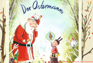 Buchcover - ein Weihnachtsmann steht vor einem Kind mit Hasenohren // © Stadtbibliothek Stralsund Buchcover - ein Weihnachtsmann steht vor einem Kind mit Hasenohren // © Stadtbibliothek Stralsund